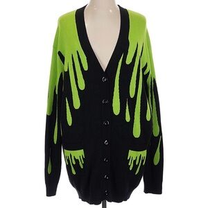Foxblood Black and Green Drip Cardigan